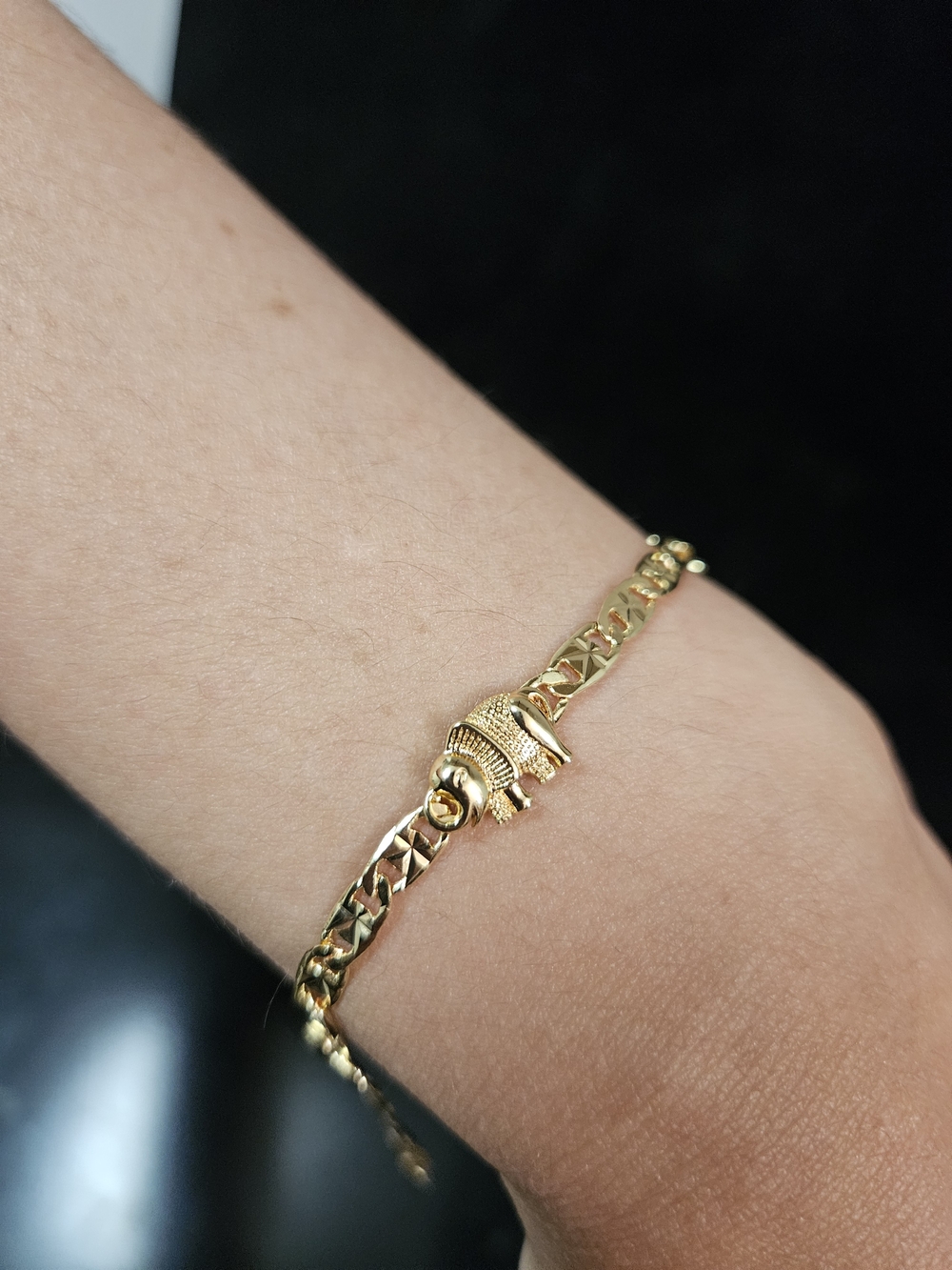 Gold Plated Elephant Charm Bracelet - 18cm